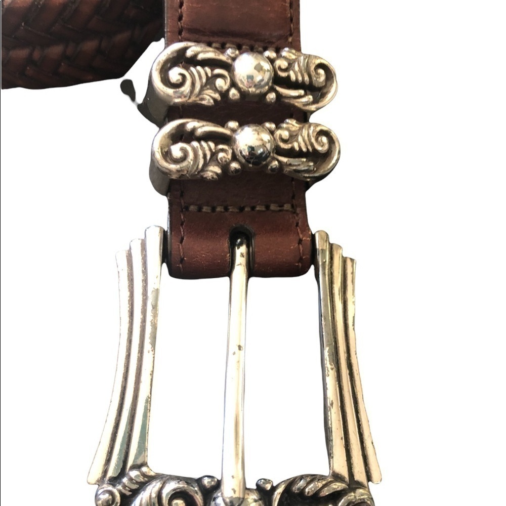 Brighton Double Braided Leather Belt #97087 Woven Brown Small 28”Boho Chic